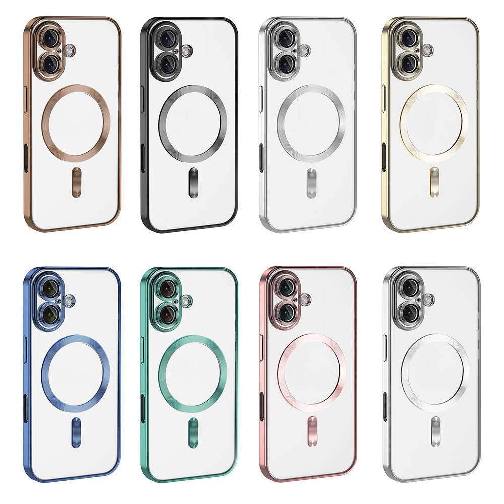 Apple iPhone 16 Kılıf Kamera Korumalı M-safe Wireless Şarj Özellikli Zore Demre Kapak Titanyum