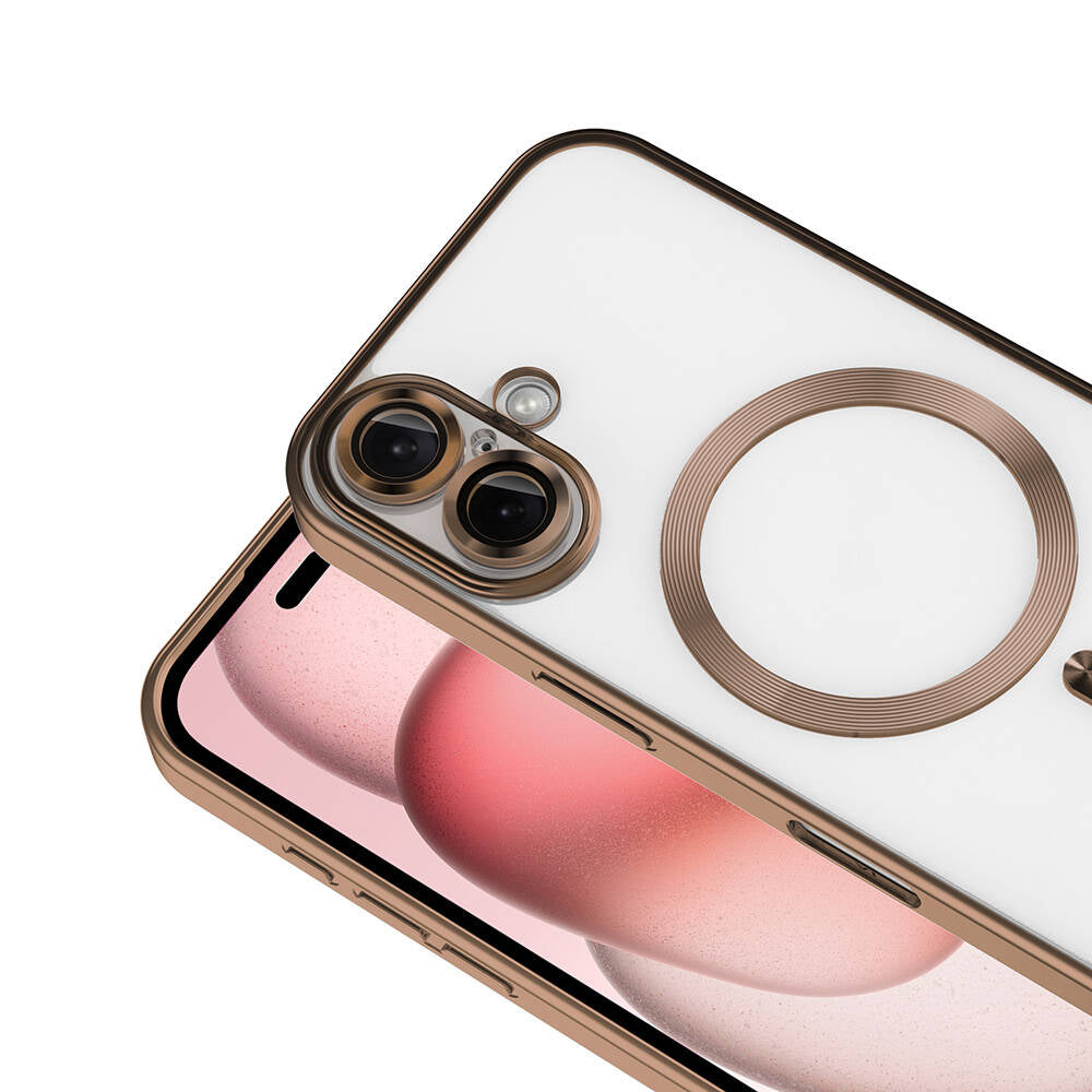 Apple iPhone 16 Kılıf Kamera Korumalı M-safe Wireless Şarj Özellikli Zore Demre Kapak Gümüş