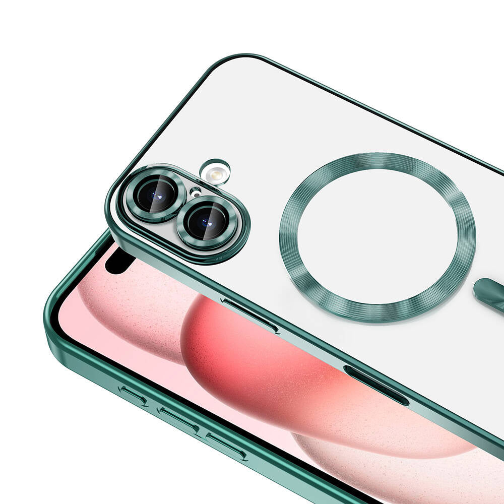 Apple iPhone 16 Kılıf Kamera Korumalı M-safe Wireless Şarj Özellikli Zore Demre Kapak Sierra Mavi