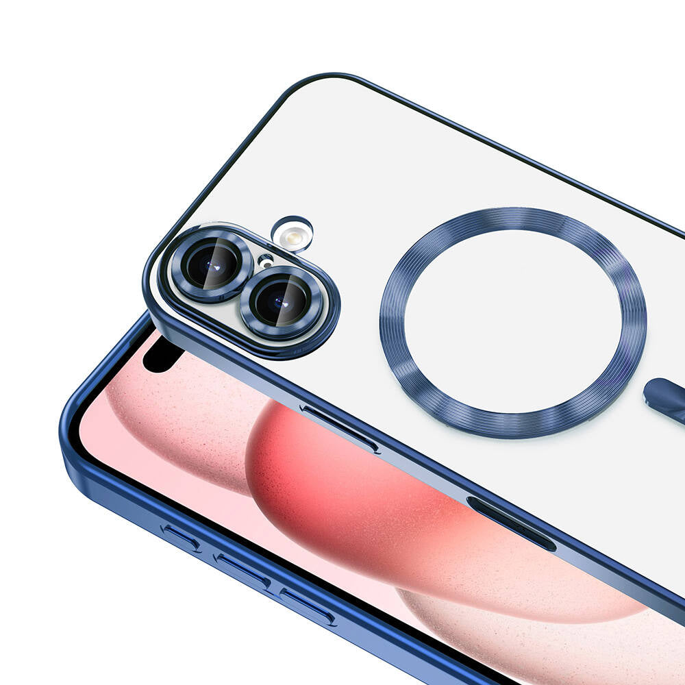 Apple iPhone 16 Kılıf Kamera Korumalı M-safe Wireless Şarj Özellikli Zore Demre Kapak Gümüş