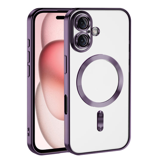 Apple iPhone 16 Kılıf Kamera Korumalı M-safe Wireless Şarj Özellikli Zore Demre Kapak Derin Mor