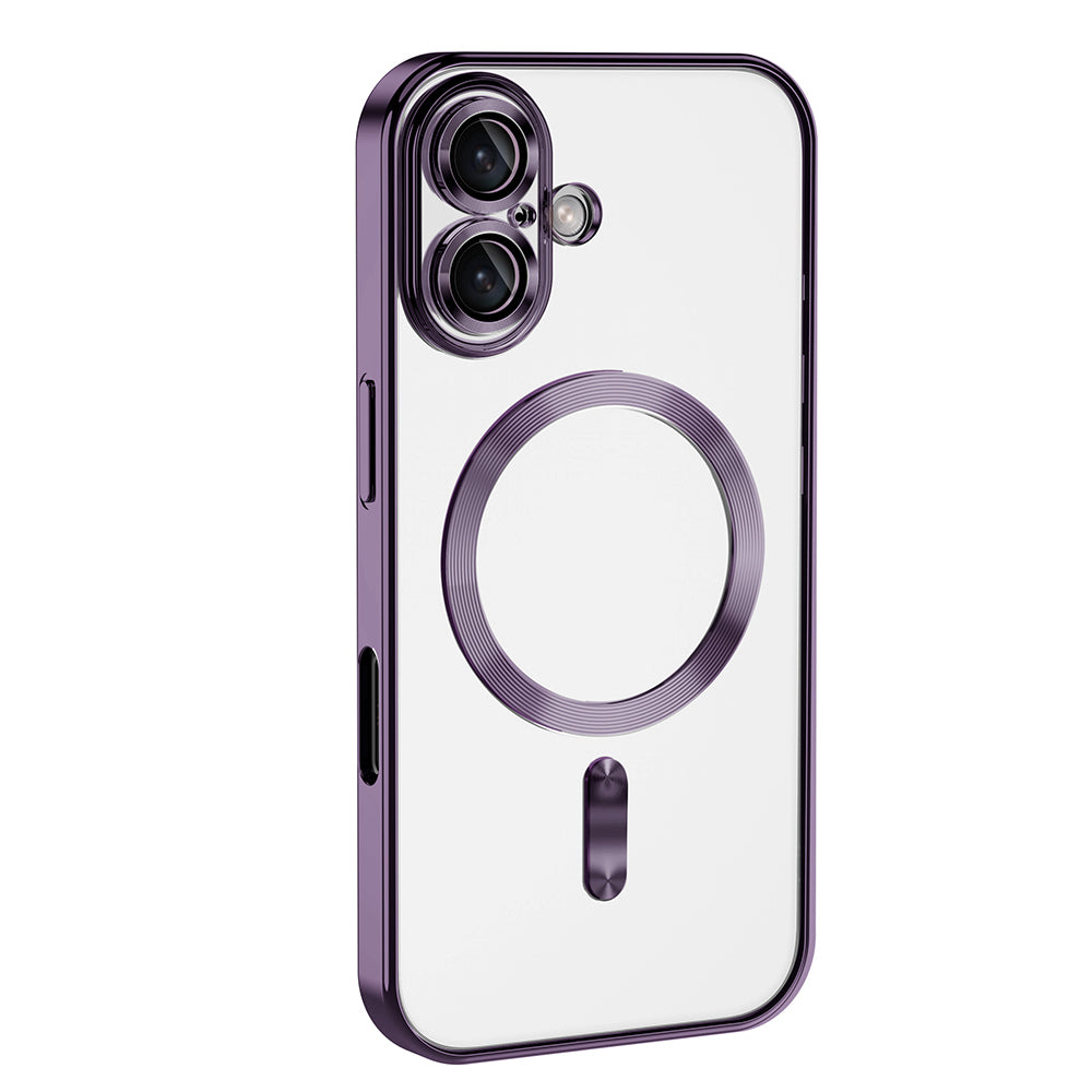 Apple iPhone 16 Kılıf Kamera Korumalı M-safe Wireless Şarj Özellikli Zore Demre Kapak Desert Titanyum
