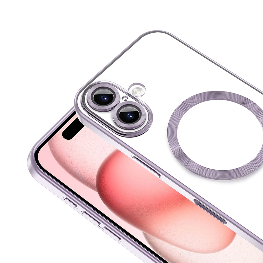 Apple iPhone 16 Kılıf Kamera Korumalı M-safe Wireless Şarj Özellikli Zore Demre Kapak Lila