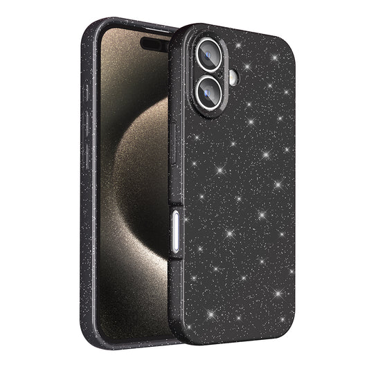 Apple iPhone 16 Kılıf Kamera Korumalı Simli Lüks Zore Koton Kapak Siyah