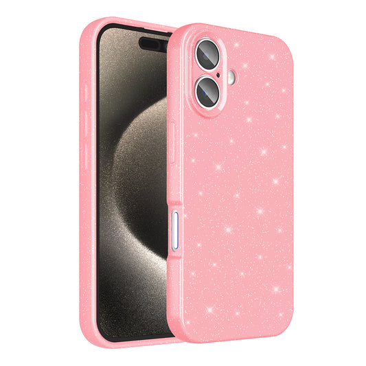 Apple iPhone 16 Kılıf Kamera Korumalı Simli Lüks Zore Koton Kapak Açık Pembe