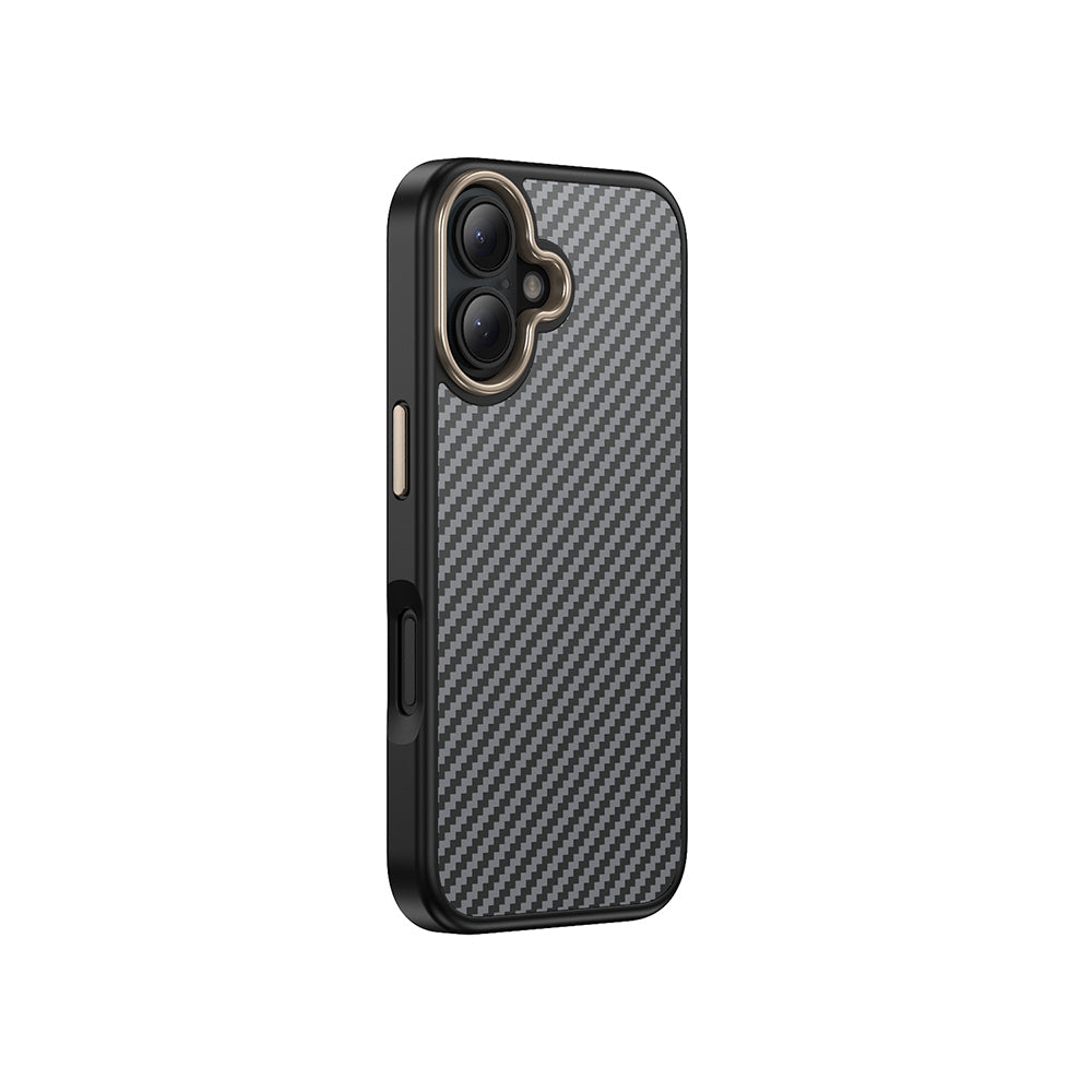 Apple iPhone 16 Kılıf M-safe Şarj Özellikli Karbon Fiber Görünümlü Zore Antina Kapak Gri