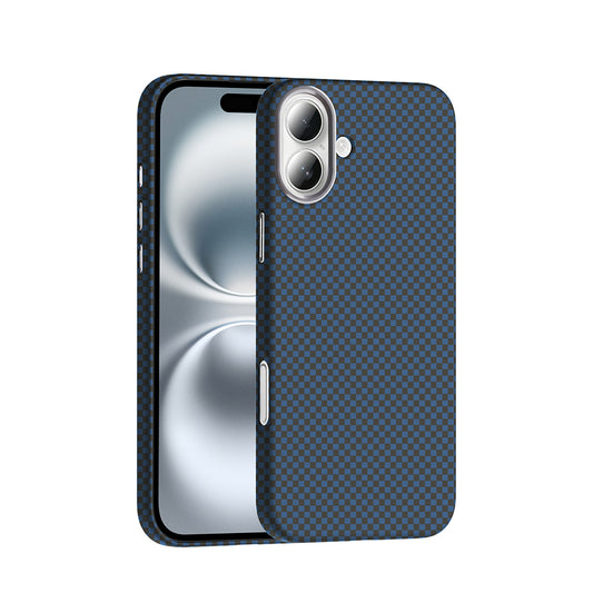 Apple iPhone 16 Kılıf M-safe Şarj Özellikli Karbon Fiber Görünümlü Zore Gros Kapak Lacivert