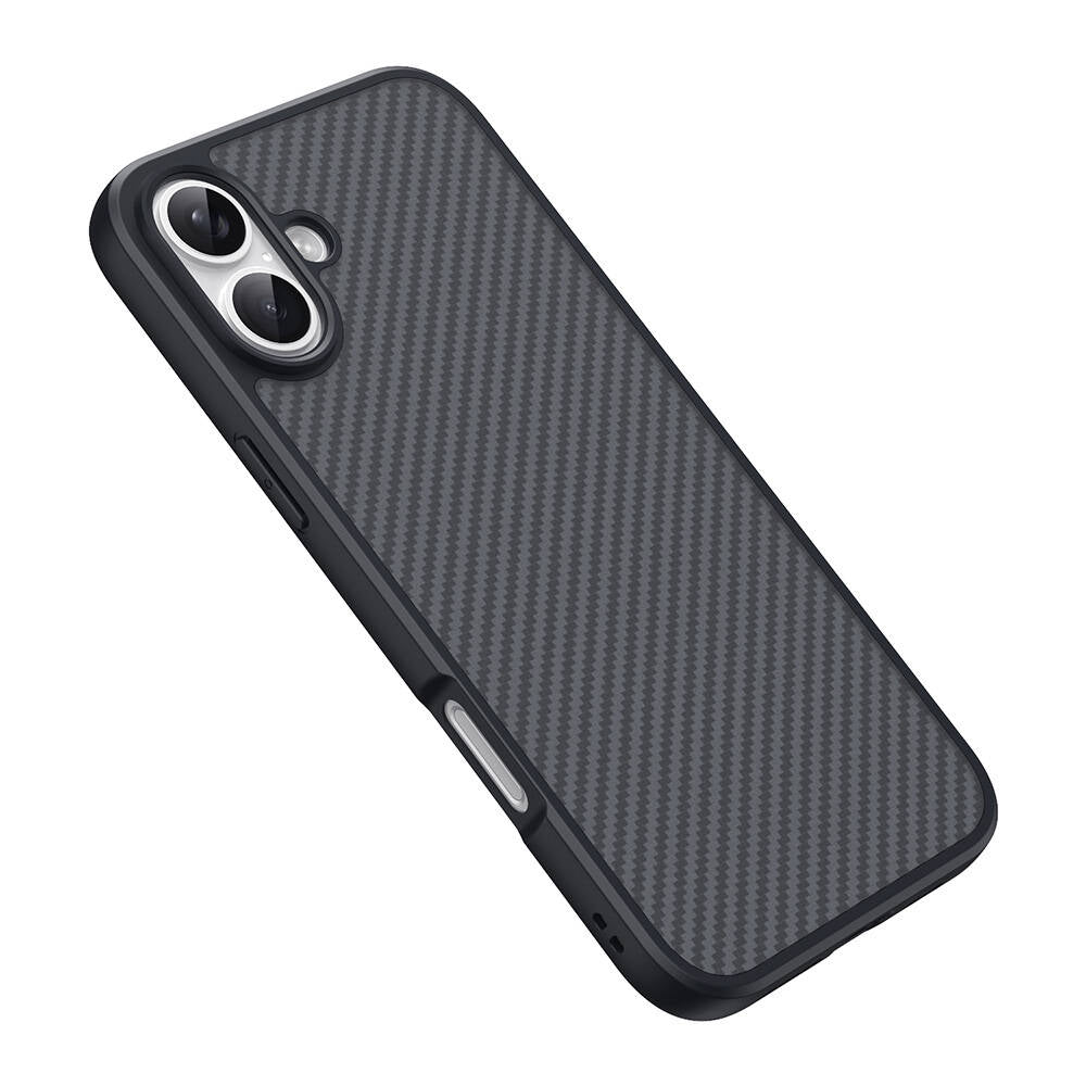 Apple iPhone 16 Kılıf M-safe Şarj Özellikli Karbon Fiber Tasarımlı Zore Elnino Kapak Siyah