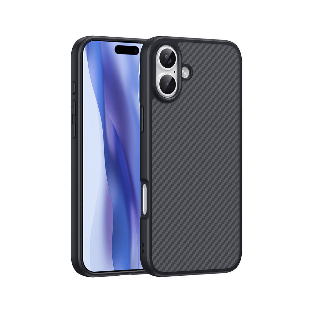 Apple iPhone 16 Kılıf M-safe Şarj Özellikli Karbon Fiber Tasarımlı Zore Elnino Kapak Siyah