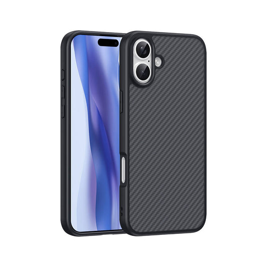 Apple iPhone 16 Kılıf M-safe Şarj Özellikli Karbon Fiber Tasarımlı Zore Elnino Kapak Siyah