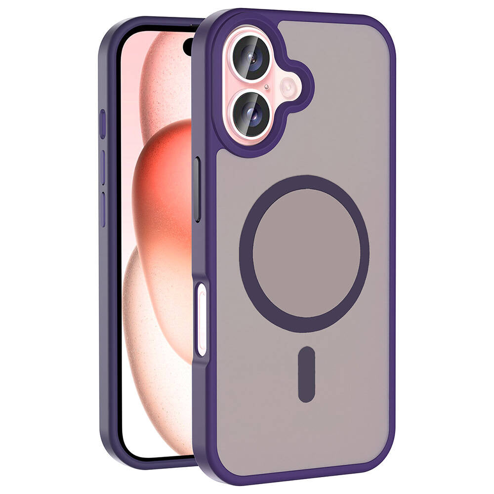 Apple iPhone 16 Kılıf M-safe Şarj Özellikli Mat Arka Yüzey Zore Sio Kapak Açık Yeşil