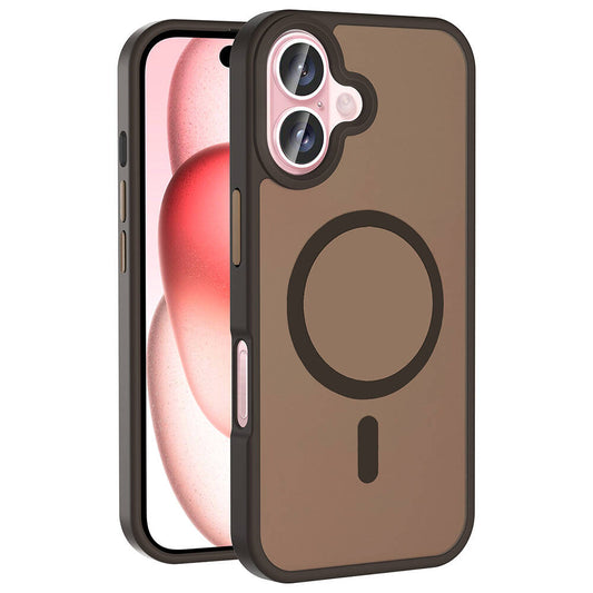 Apple iPhone 16 Kılıf M-safe Şarj Özellikli Mat Arka Yüzey Zore Sio Kapak Rose Brown