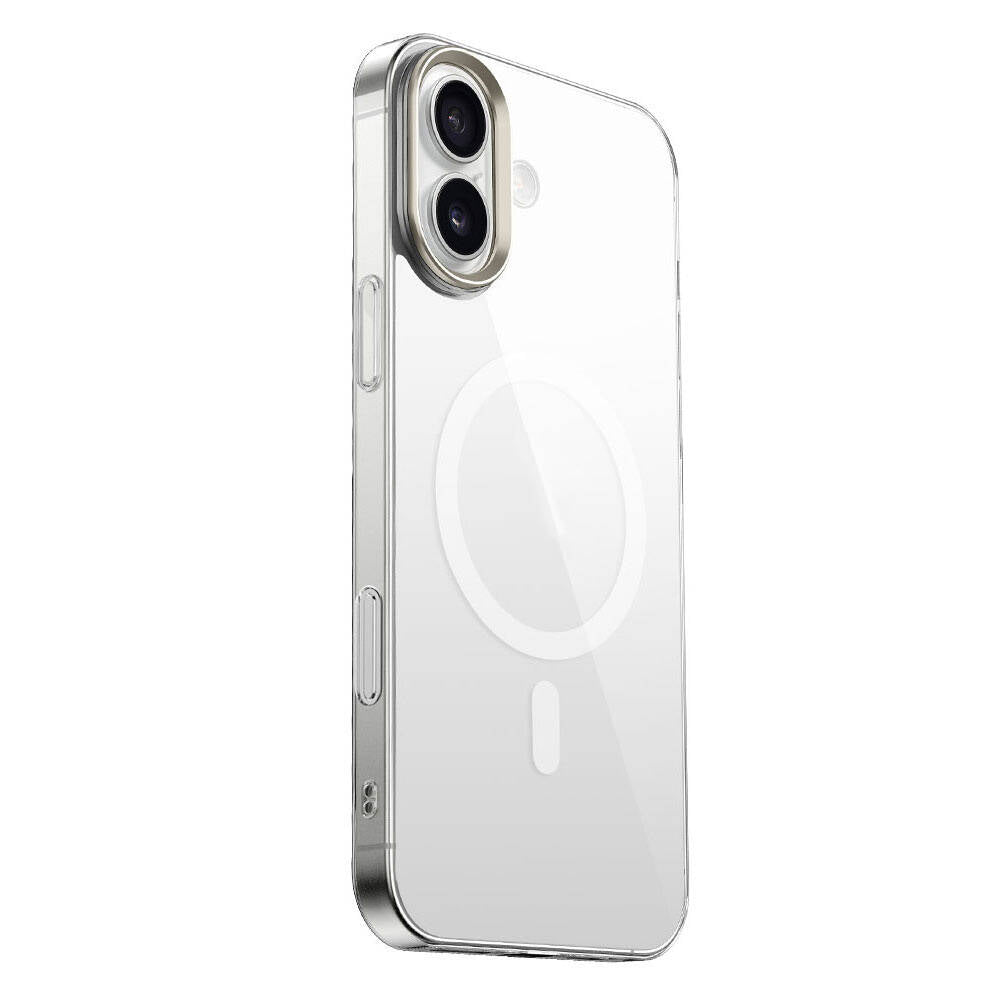 Apple iPhone 16 Kılıf M-safe Şarj Özellikli Şeffaf Cam Arka Yüzey Zore G-Glass Kapak Şeffaf