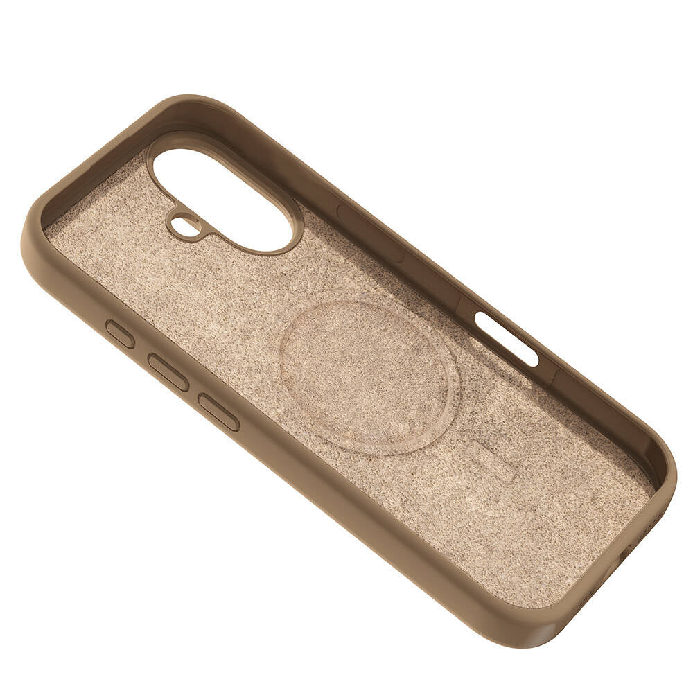Apple iPhone 16 Kılıf M-safe Şarj Özellikli Sıvı Teknolojili Silinebilir Sert Zore Kivi Kapak Desert Titanyum