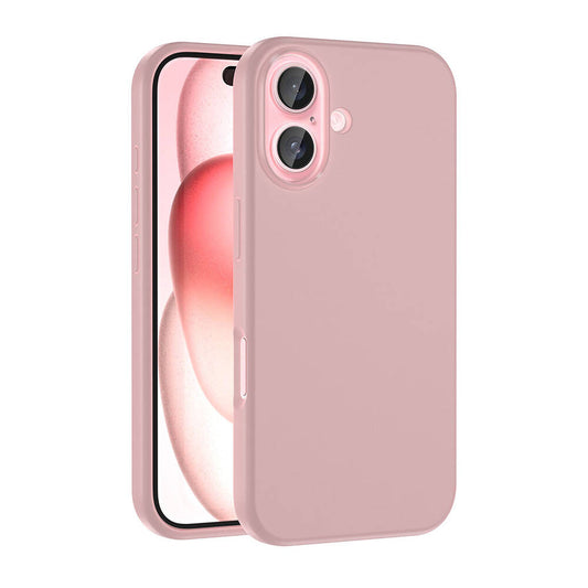 Apple iPhone 16 Kılıf M-safe Şarj Özellikli Sıvı Teknolojili Silinebilir Sert Zore Kivi Kapak Rose Gold