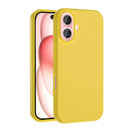 Apple iPhone 16 Kılıf M-safe Şarj Özellikli Sıvı Teknolojili Silinebilir Sert Zore Kivi Kapak Sarı