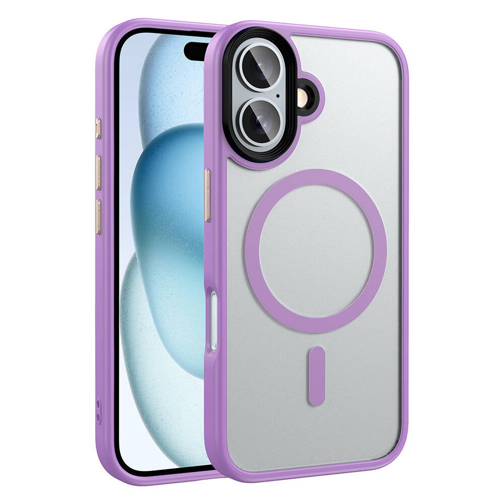 Apple iPhone 16 Kılıf Mat Arka Yüzey Wireless Şarj Özellikli Zore Flet M-safe Kapak Siyah