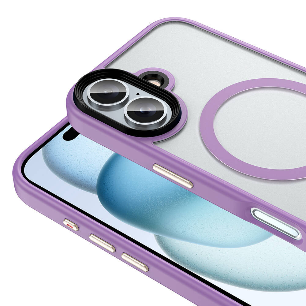 Apple iPhone 16 Kılıf Mat Arka Yüzey Wireless Şarj Özellikli Zore Flet M-safe Kapak Mavi