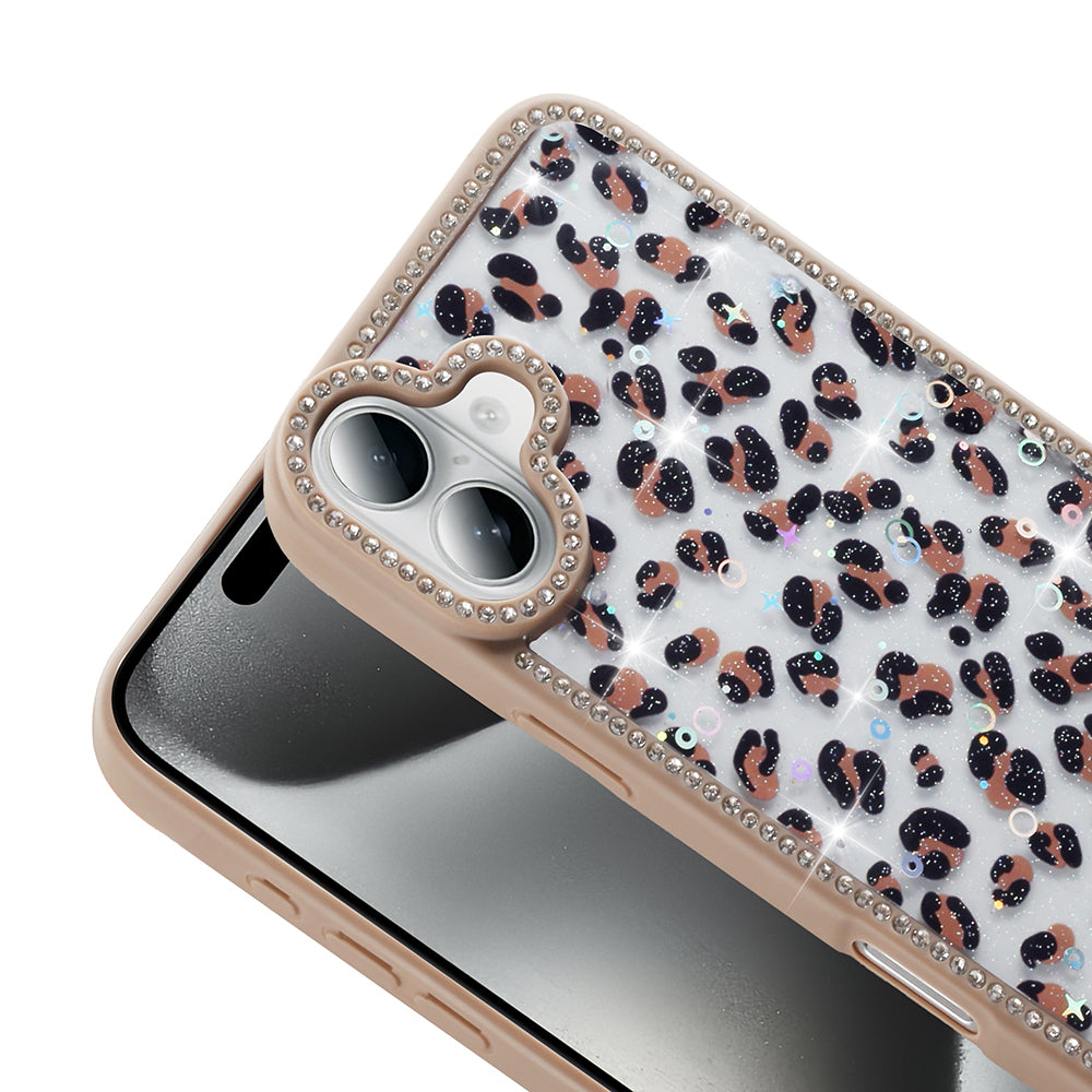 Apple iPhone 16 Kılıf Taşlı ve Simli Tasarım Zore Azra Kapak Siyah