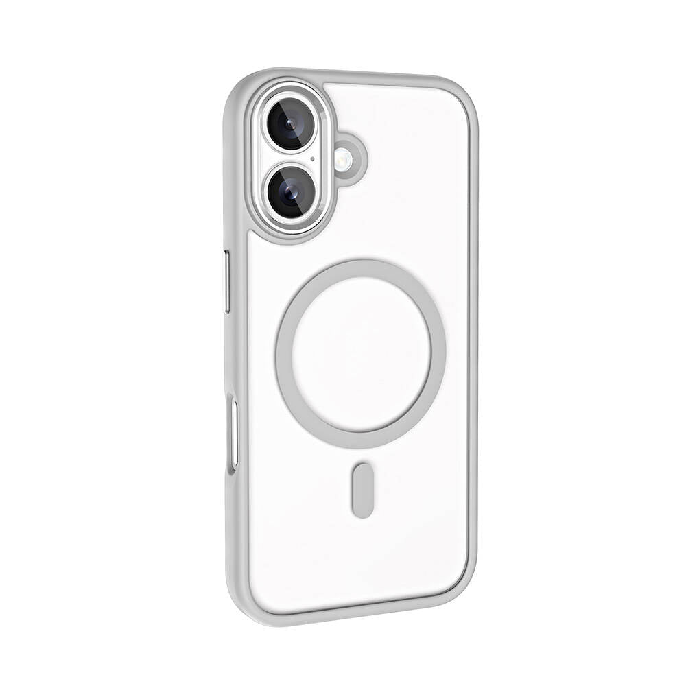 Apple iPhone 16 Kılıf Wireless Şarj Özellikli Zore Krom M-safe Silikon Kapak Gold