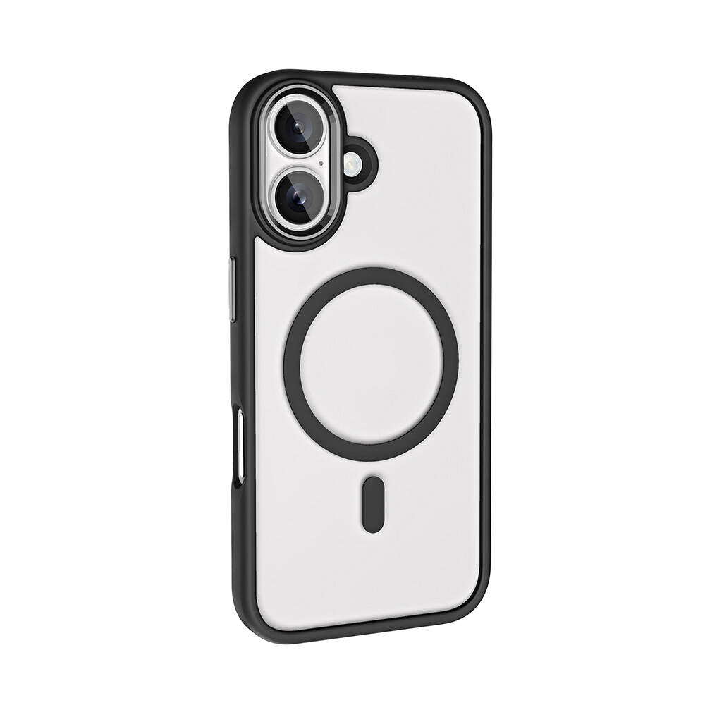 Apple iPhone 16 Kılıf Wireless Şarj Özellikli Zore Krom M-safe Silikon Kapak Pembe