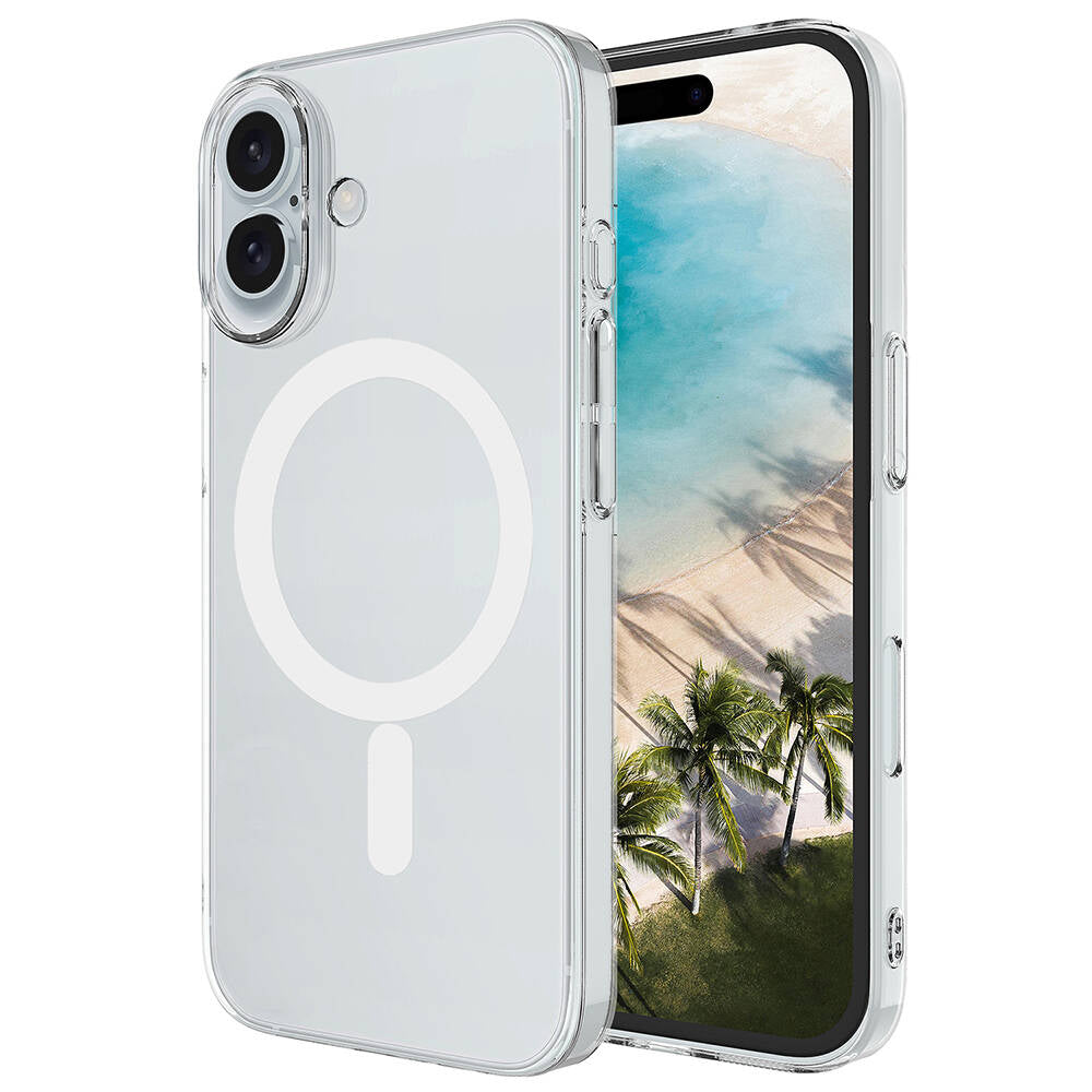 Apple iPhone 16 Kılıf Zore M-safe Şarj Özellikli Şeffaf Tek Kamera Çerçeveli Porto Kapak Şeffaf