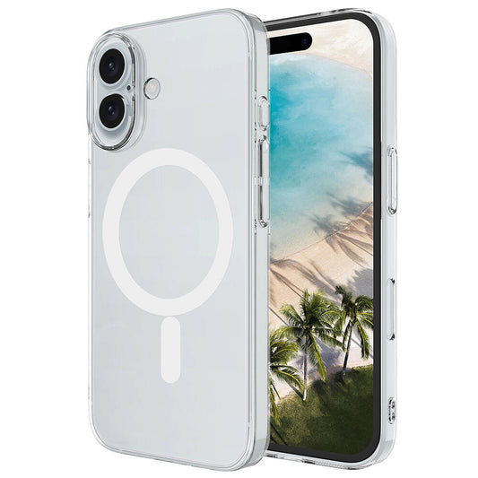 Apple iPhone 16 Kılıf Zore M-safe Şarj Özellikli Şeffaf Tek Kamera Çerçeveli Porto Kapak Şeffaf