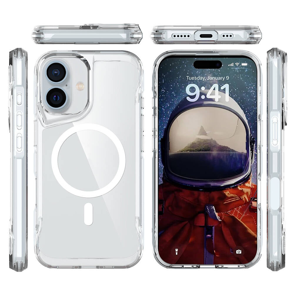 Apple iPhone 16 Kılıf Zore M-safe Şarj Özellikli T-Max M-safe Kapak Şeffaf