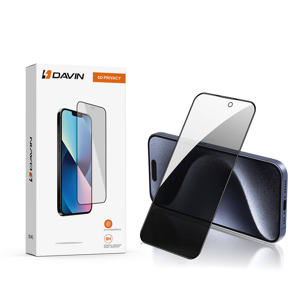Apple iPhone 16 Plus Davin 5D Privacy Cam Ekran Koruyucu Siyah