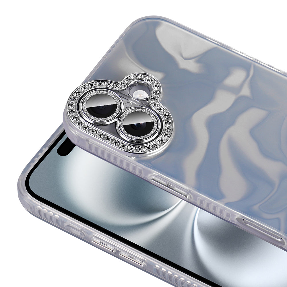 Apple iPhone 16 Plus Kılıf Airbagli Parlak Taş Detay Tasarımlı Zore Esila Kapak Beyaz