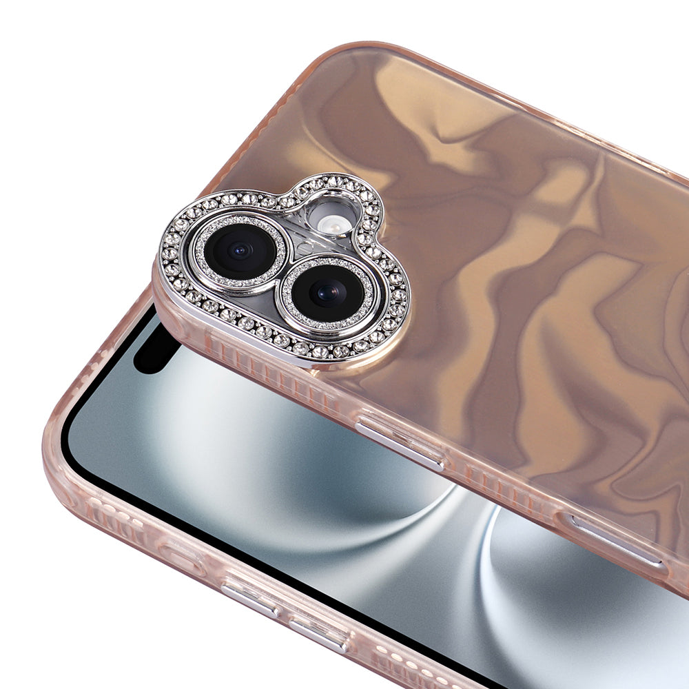 Apple iPhone 16 Plus Kılıf Airbagli Parlak Taş Detay Tasarımlı Zore Esila Kapak Pembe