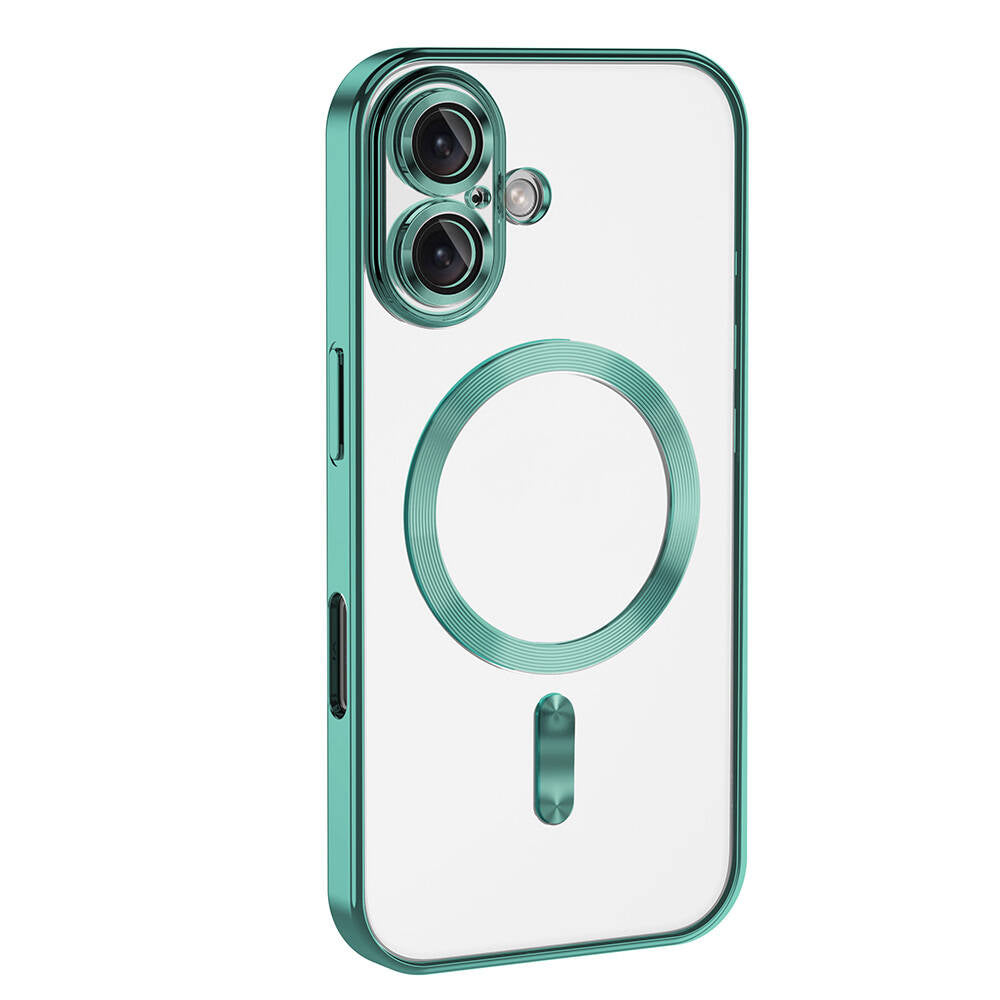 Apple iPhone 16 Plus Kılıf Kamera Korumalı M-safe Wireless Şarj Özellikli Zore Demre Kapak Desert Titanyum