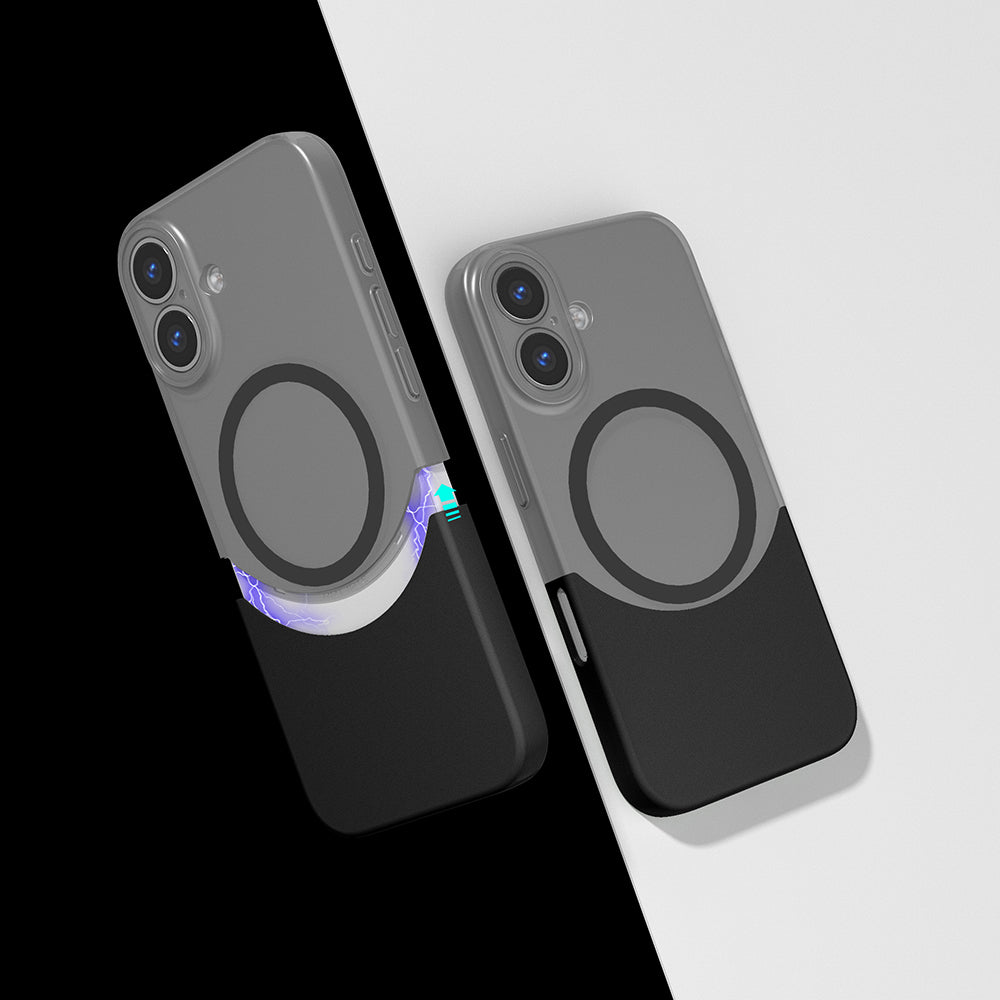 Apple iPhone 16 Plus Kılıf M-Safe Şarj Özellikli Mıknatıslı Zore Duble Kapak Gri