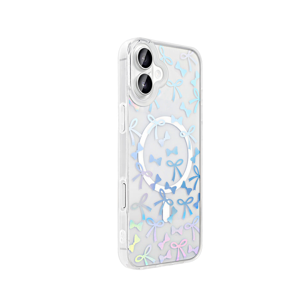 Apple iPhone 16 Plus Kılıf M-Safe Şarj Özellikli Şeffaf Zore Folk Sert Kapak Fiyonk