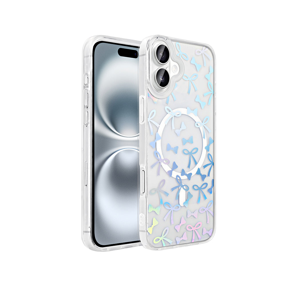 Apple iPhone 16 Plus Kılıf M-Safe Şarj Özellikli Şeffaf Zore Folk Sert Kapak Papatya