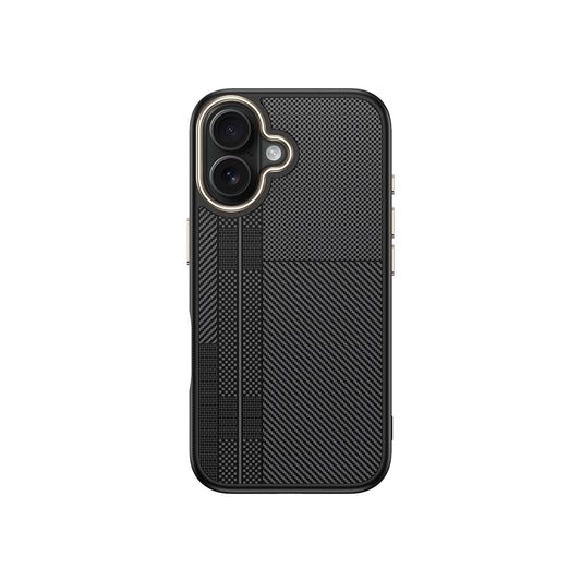 Apple iPhone 16 Plus Kılıf M-safe Şarj Özellikli Karbon Fiber Görünümlü Zore Antina Kapak Siyah-Gri