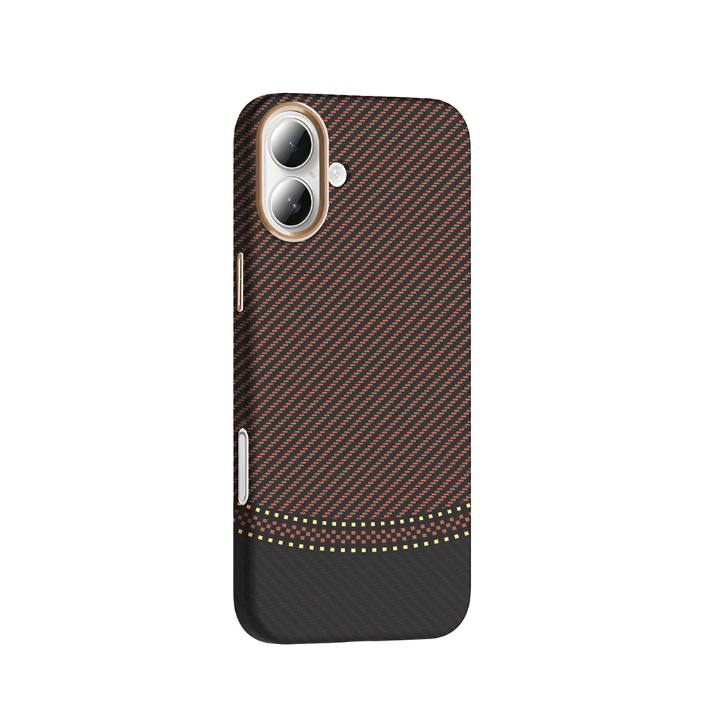 Apple iPhone 16 Plus Kılıf M-safe Şarj Özellikli Karbon Fiber Görünümlü Zore Gros Kapak Desert Titanyum