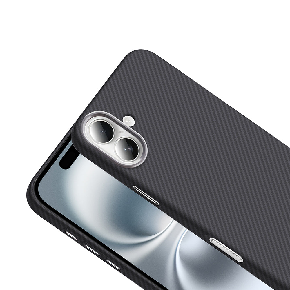 Apple iPhone 16 Plus Kılıf M-safe Şarj Özellikli Karbon Fiber Görünümlü Zore Gros Kapak Lacivert