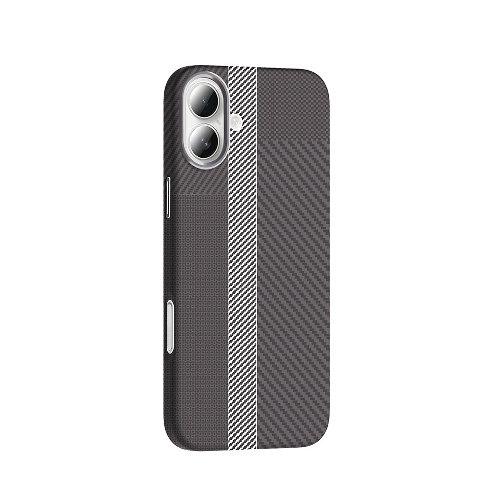 Apple iPhone 16 Plus Kılıf M-safe Şarj Özellikli Karbon Fiber Görünümlü Zore Gros Kapak Gri-Siyah