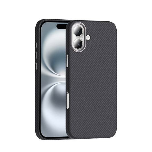 Apple iPhone 16 Plus Kılıf M-safe Şarj Özellikli Karbon Fiber Görünümlü Zore Gros Kapak Siyah