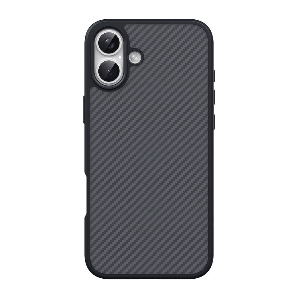 Apple iPhone 16 Plus Kılıf M-safe Şarj Özellikli Karbon Fiber Tasarımlı Zore Elnino Kapak Siyah