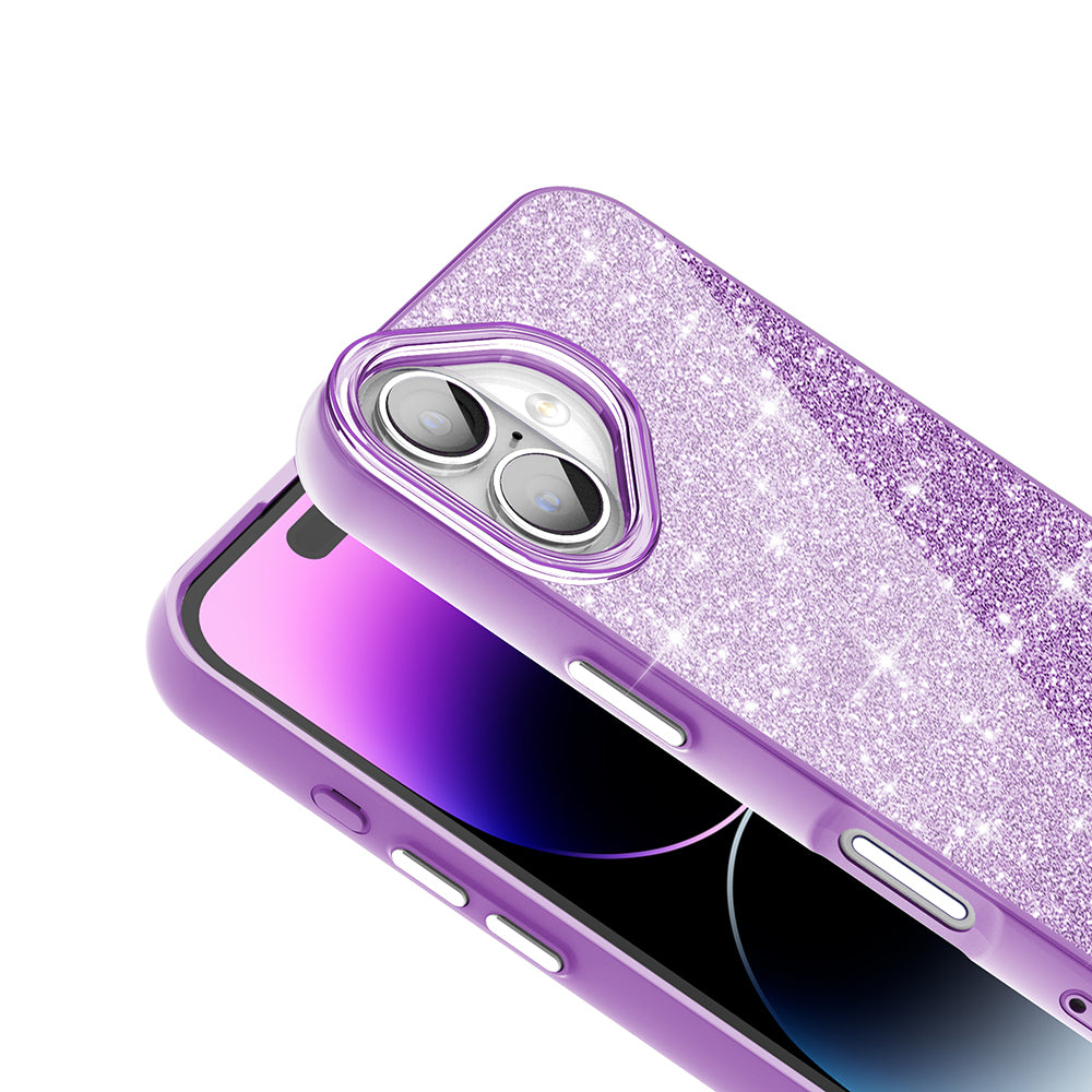Apple iPhone 16 Plus Kılıf M-safe Şarj Özellikli Parlayan Simli Zore Okso Kapak Pembe