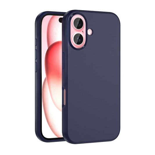 Apple iPhone 16 Plus Kılıf M-safe Şarj Özellikli Sıvı Teknolojili Silinebilir Sert Zore Kivi Kapak Lacivert