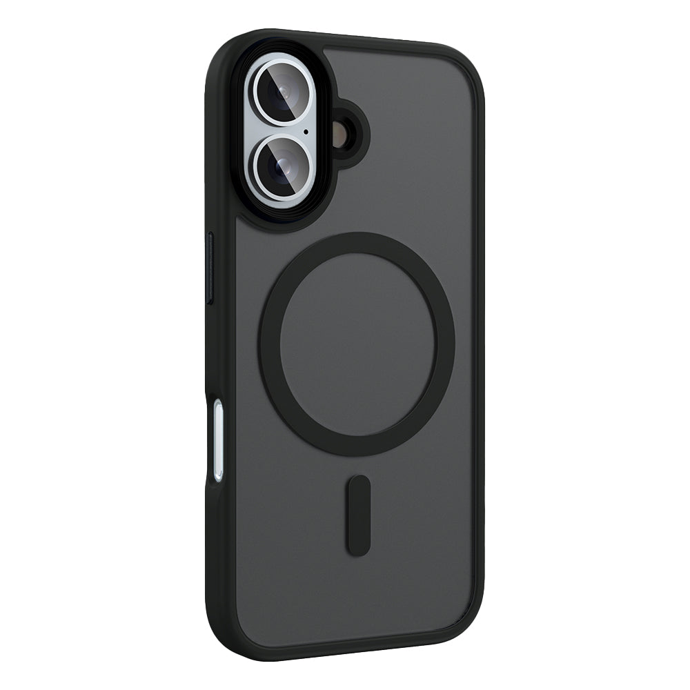 Apple iPhone 16 Plus Kılıf Mat Arka Yüzey Wireless Şarj Özellikli Zore Flet M-safe Kapak Titanyum-Gri