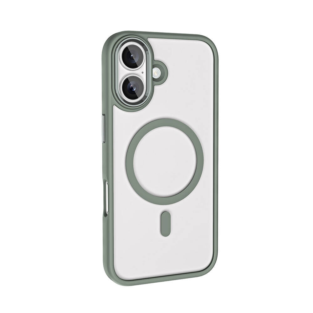 Apple iPhone 16 Plus Kılıf Wireless Şarj Özellikli Zore Krom M-safe Silikon Kapak Siyah