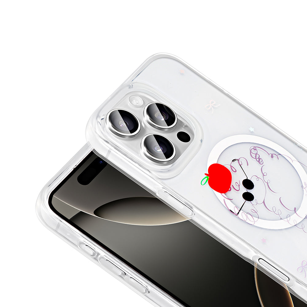 Apple iPhone 16 Pro Kılıf M-Safe Şarj Özellikli Şeffaf Zore Folk Sert Kapak Sevimli Köpek