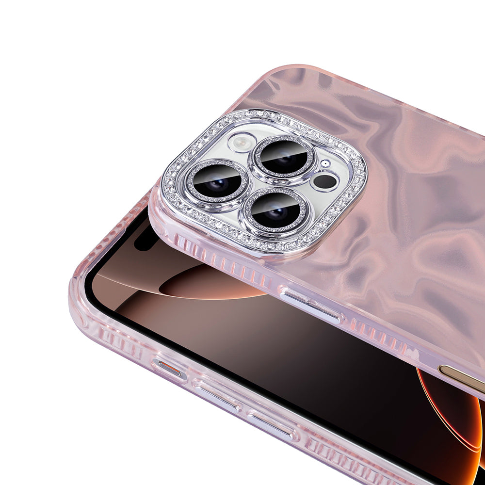 Apple iPhone 16 Pro Max Kılıf Airbagli Parlak Taş Detay Tasarımlı Zore Esila Kapak Beyaz