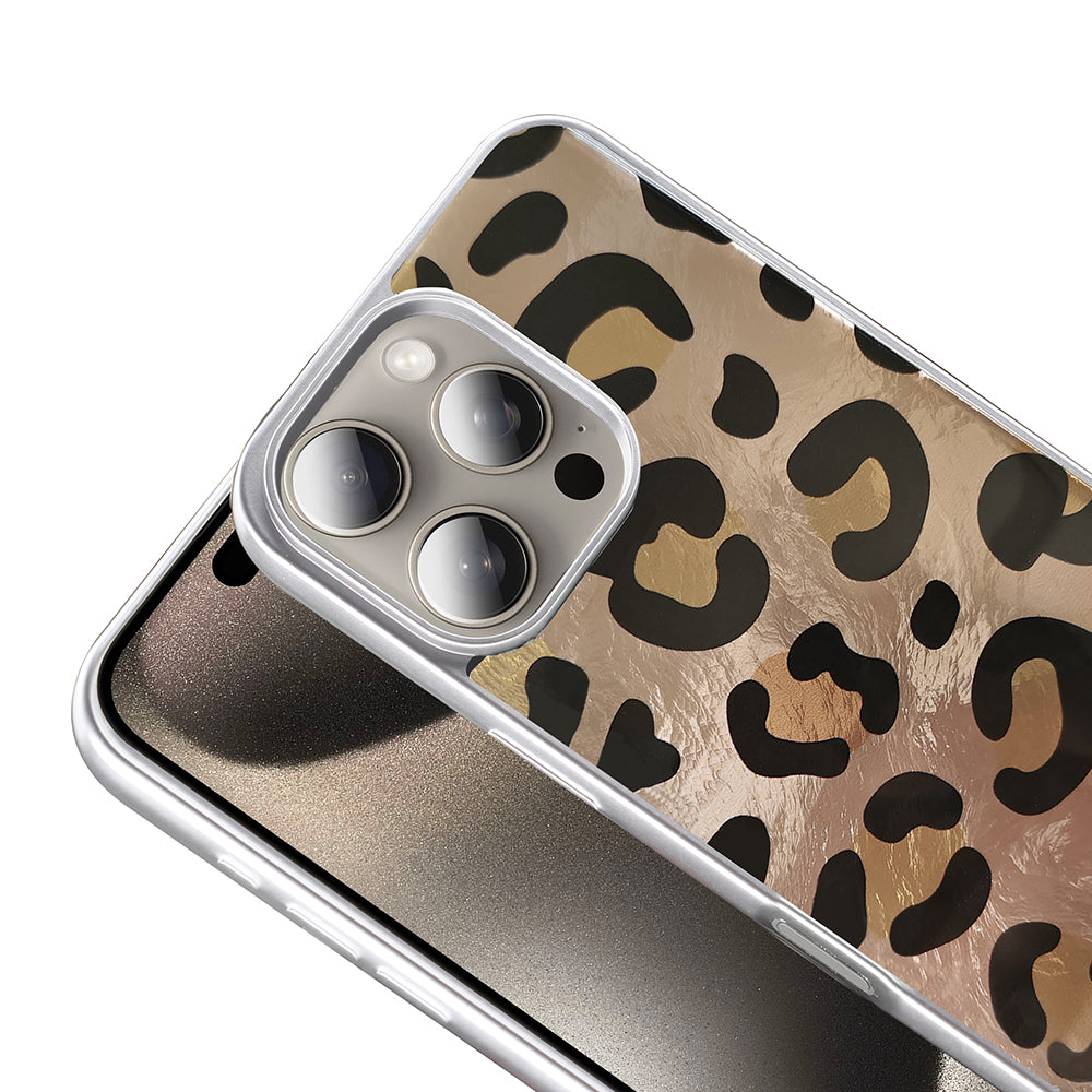 Apple iPhone 16 Pro Max Kılıf Desenli Zore Mep Kapak Gri Leopar