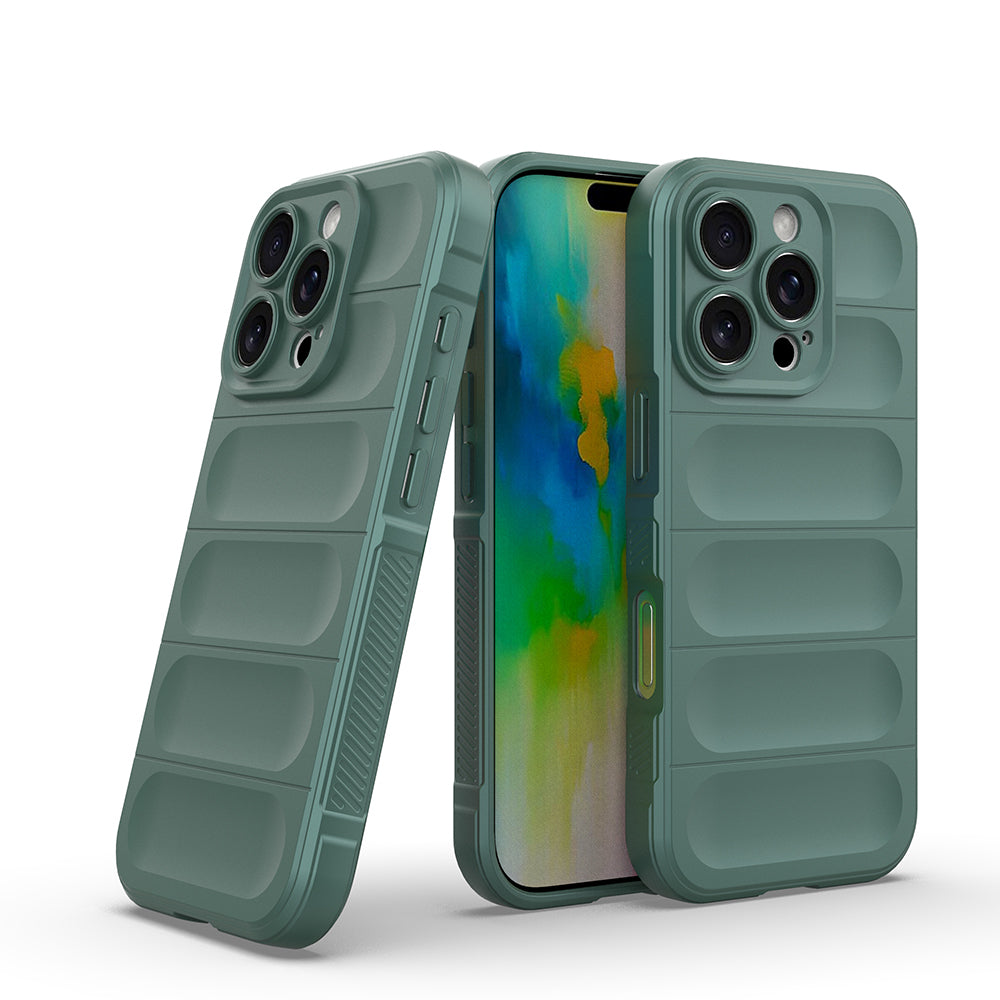 Apple iPhone 16 Pro Max Kılıf Esnek TPU Oyuklu Arka Yüzey Tasarımlı Zore Etnik Silikon Kapak Koyu Yeşil