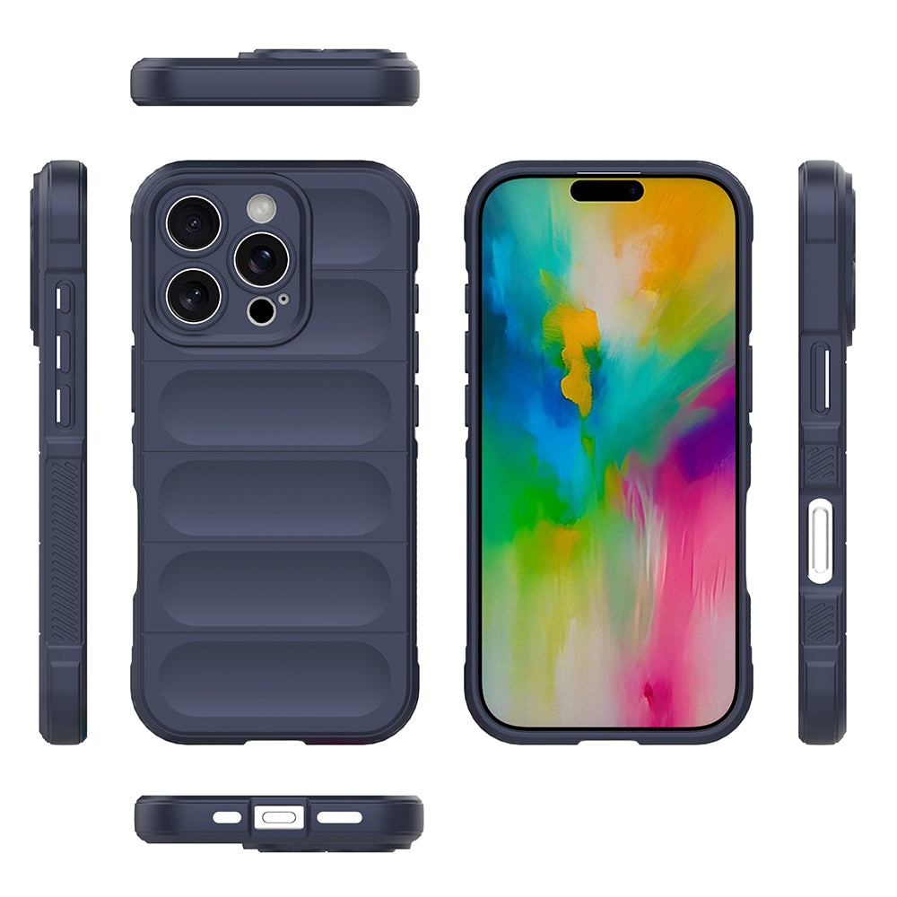 Apple iPhone 16 Pro Max Kılıf Esnek TPU Oyuklu Arka Yüzey Tasarımlı Zore Etnik Silikon Kapak Lacivert